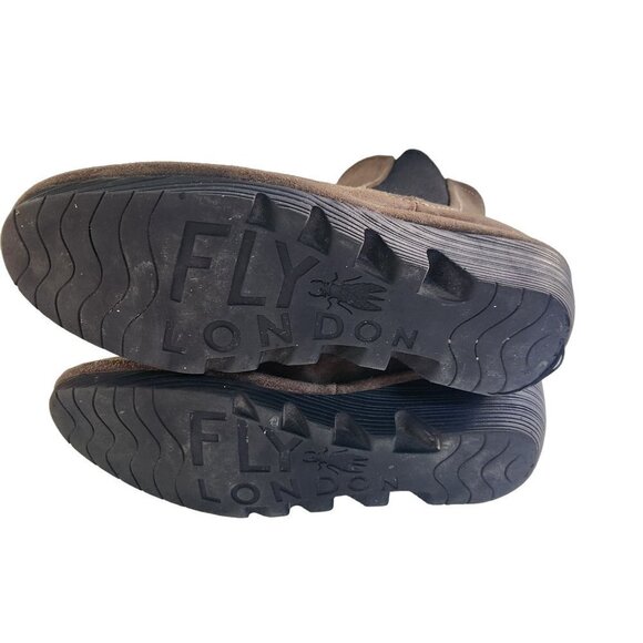 Fly London Phil Brown Suede Leather Ankle Bootie Size 39/8-8.5 - Picture 5 of 11